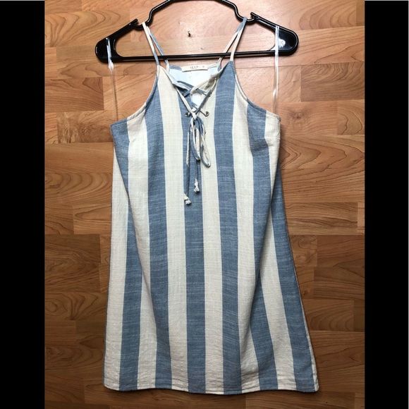 LE LIS DUSKY BLUE SUMMER COTTON DRESS w/LINING - Picture 1 of 7